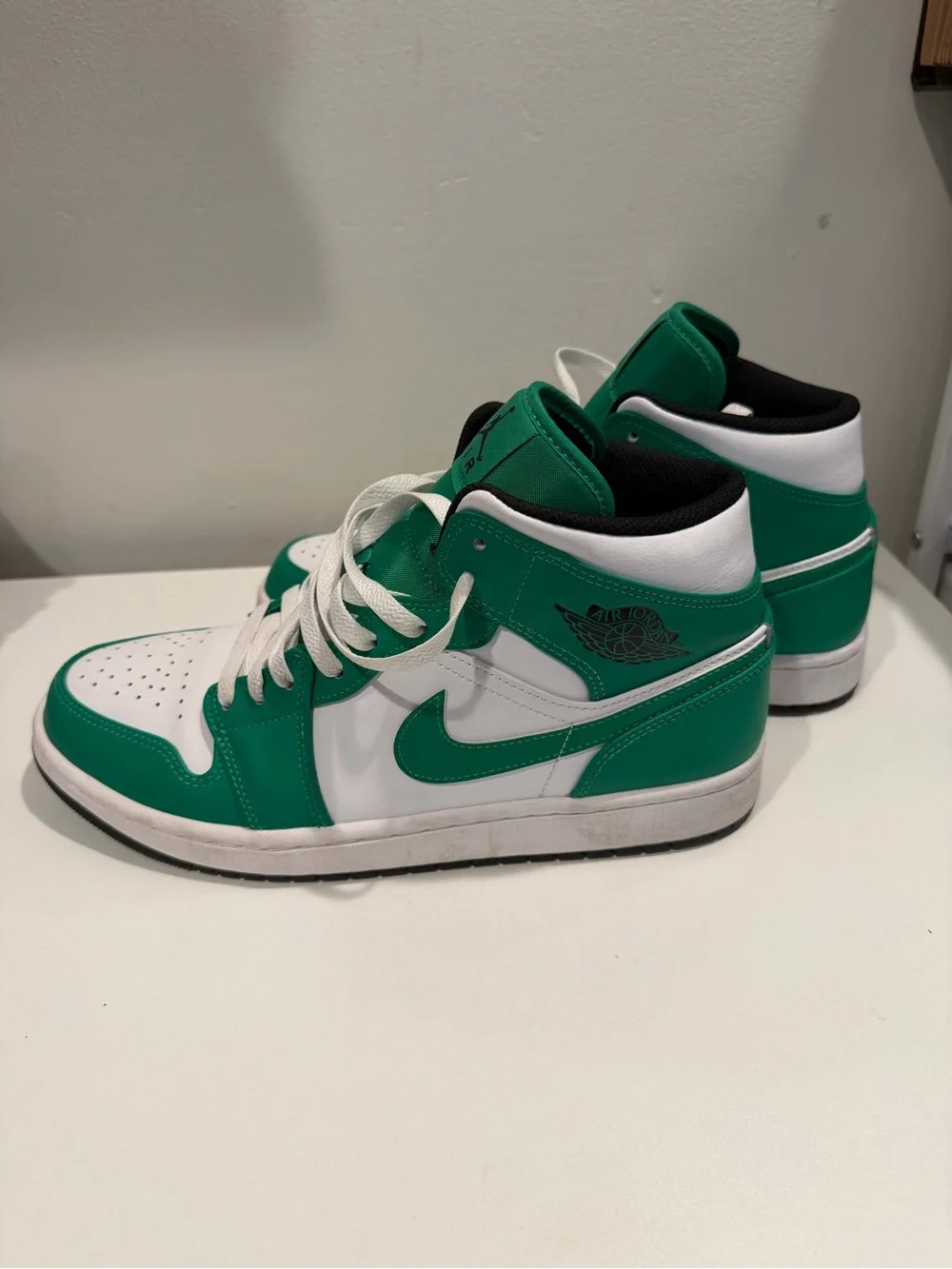 Jordan Mid-Top Sneakers in White, Green, and Black